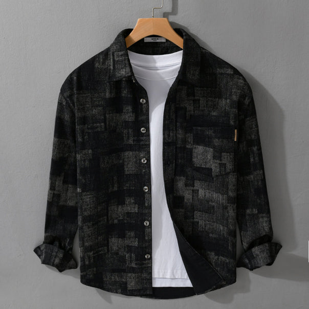 Men's Structured Shirt Jacket - Overshirt made of Cotton Blend with Geometric Print Mune Fashion