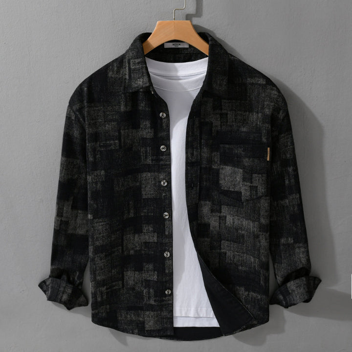 Men's Structured Shirt Jacket - Overshirt made of Cotton Blend with Geometric Print Mune Fashion