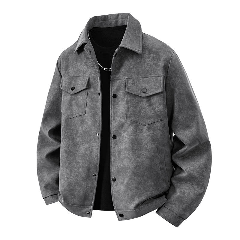 Men's overshirt jacket in suede look with flap pockets & snap front Mune Fashion