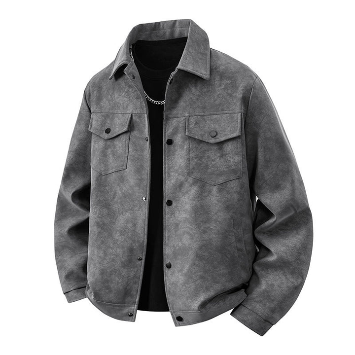 Men's overshirt jacket in suede look with flap pockets & snap front Mune Fashion