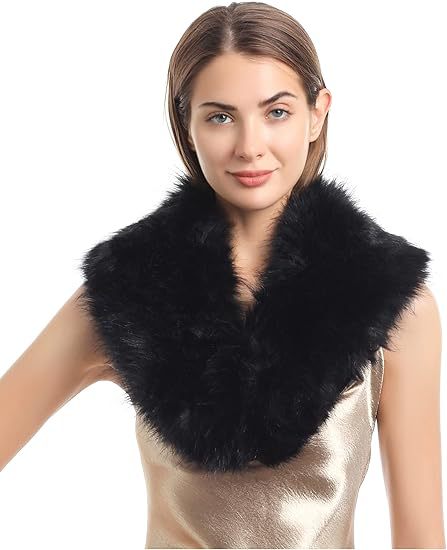 Women's Removable Faux Fur Stole with Voluminous Shawl Collar Mune Fashion