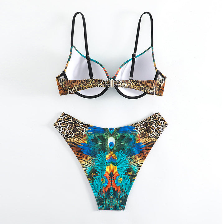 Women's Push-Up Bikini with exotic animal print and elegant embellishments Mune Fashion