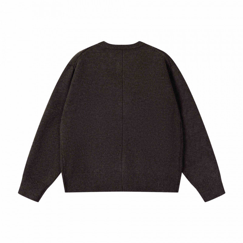Unisex Boxiger Fine Knit Cardigan with Round Neck and Continuous Button Placket Mune Fashion