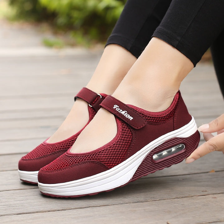Ladies sporty Mary-Jane wedge sneakers with air cushion and breathable mesh Mune Fashion