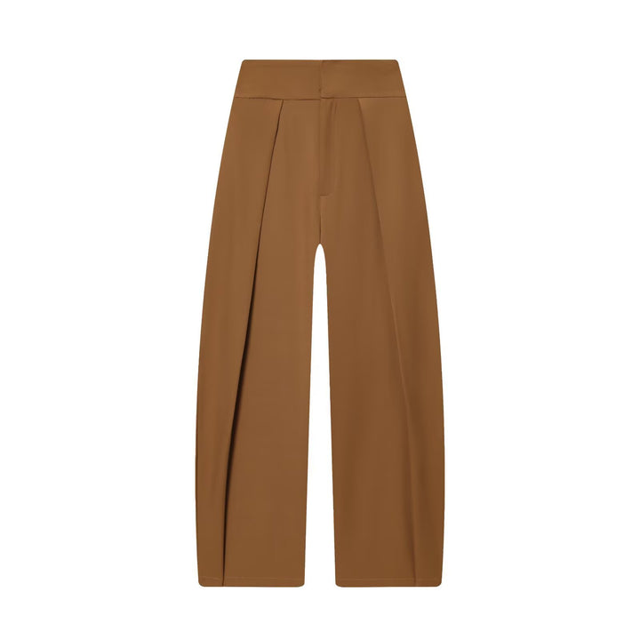 Women's Wide High Waist Pants with Front Pleats and Flowing Palazzo Silhouette Mune Fashion
