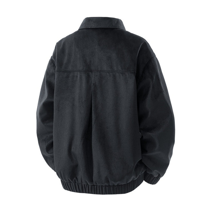 Men's lightweight Harrington jacket in suede look with shirt collar, full-length zipper and elastic hem Mune Fashion
