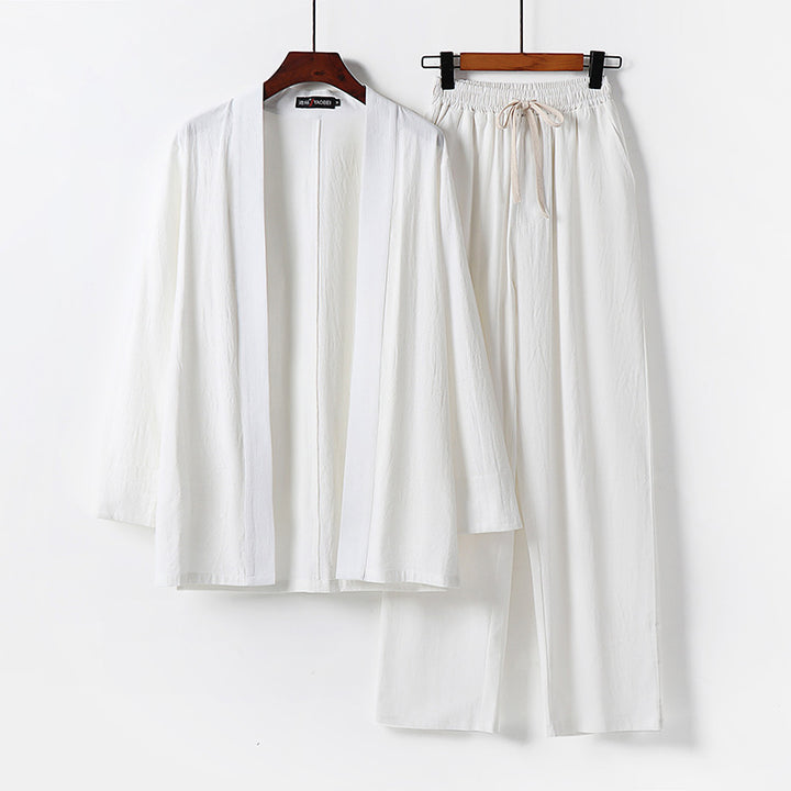 Men's Loose Kimono Loungewear Set made of lightweight cotton blend with elastic drawstring pants Mune Fashion