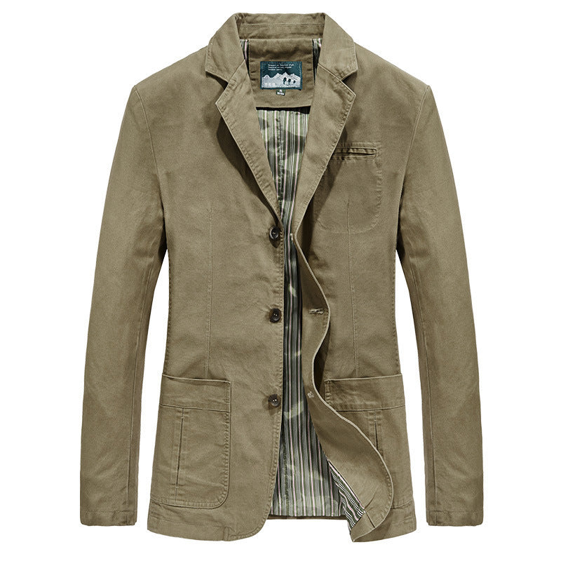Men's Canvas Blazer in Casual Worker Look with Striped Lining Mune Fashion