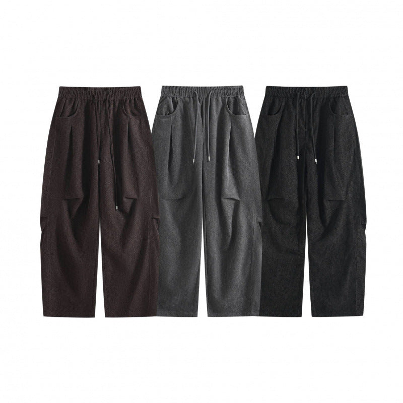 Women's Wide High-Waist Trousers with Drawstring and Large Patch Pockets Mune Fashion