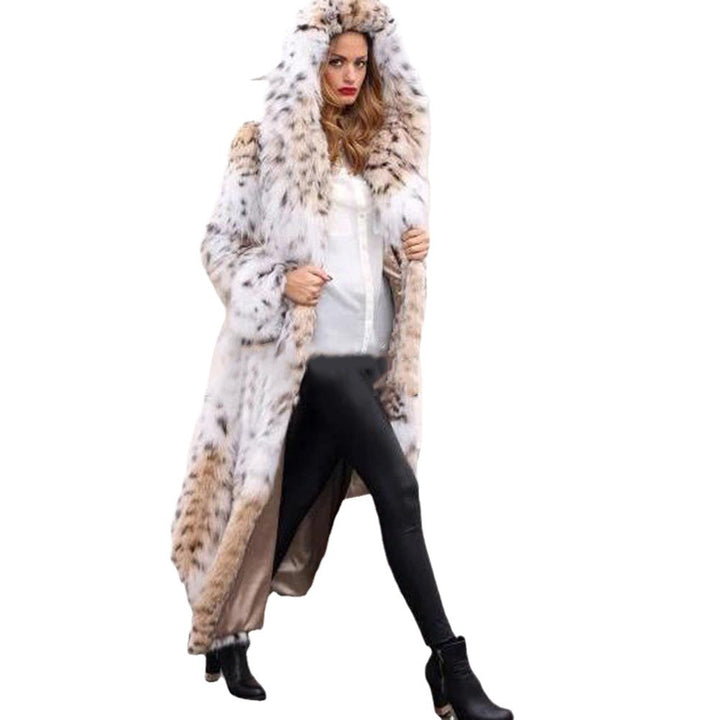 Women's Longer Faux Fur Coat with Hood and Lynx Look Mune Fashion
