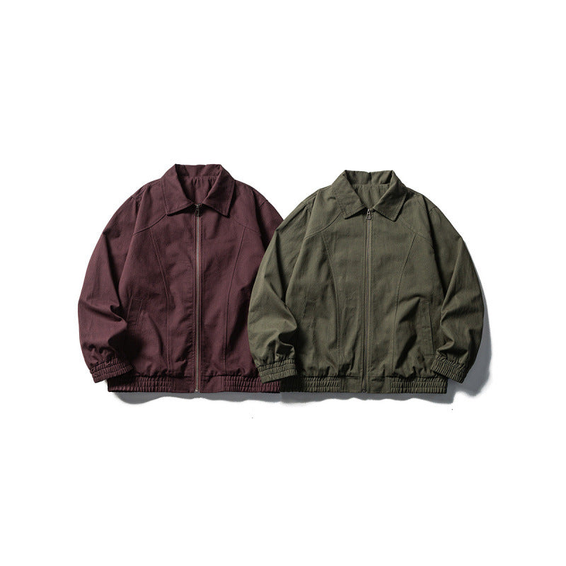 Men's Boxy Field Jacket in Utility Look with Stand-up Collar, Full-length Zipper and Elastic Hem Mune Fashion