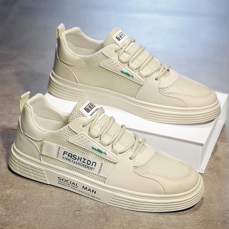 Men's Casual Platform Sneakers with Breathable Mesh and Faux Leather Mix Mune Fashion