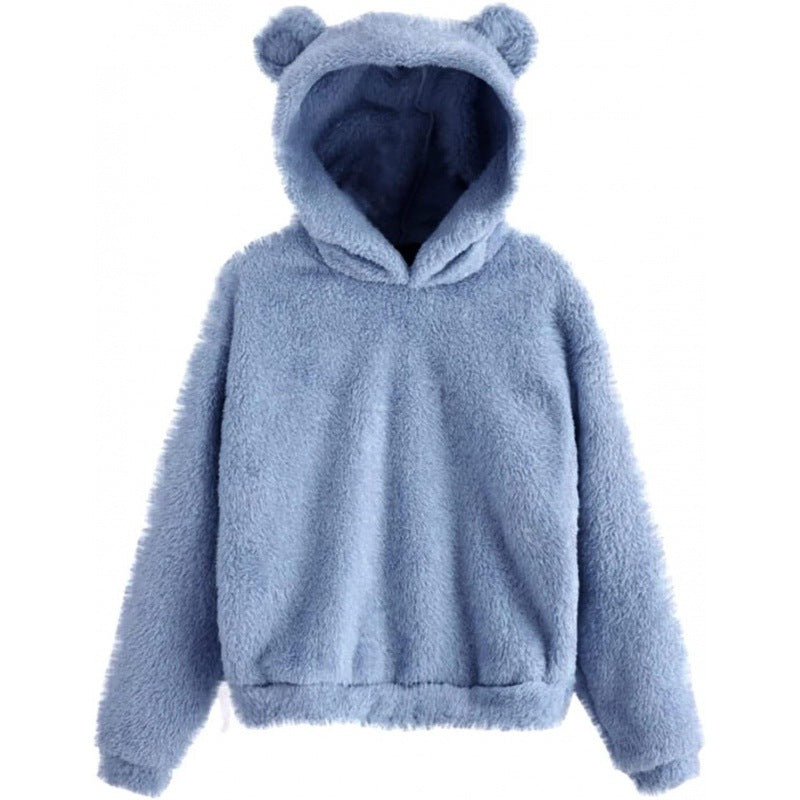 Women's Cozy Teddy Fleece Hoodie with Bear Ears and Oversized Fit Mune Fashion
