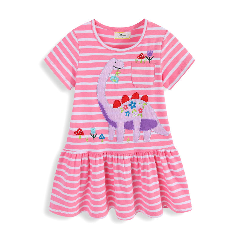 Girls' casual dress with playful dinosaur motif and frill hem Mune Fashion