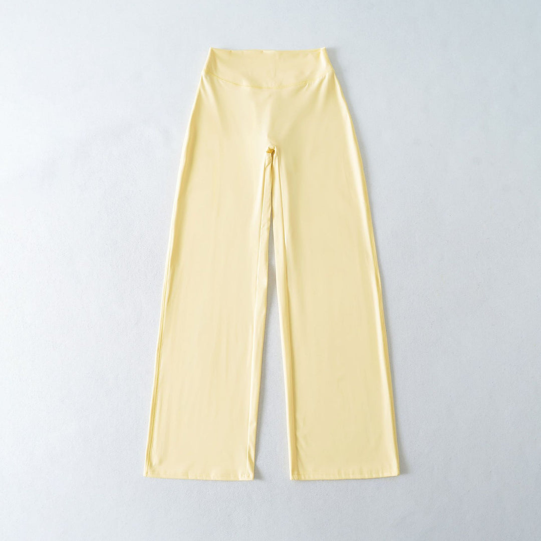 Women's Wide High Waist Lounge Pants made of Stretch Jersey with Flowing Flare Mune Fashion