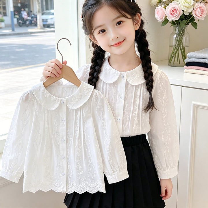 Girls elegant blouse with floral embellishments Mune Fashion