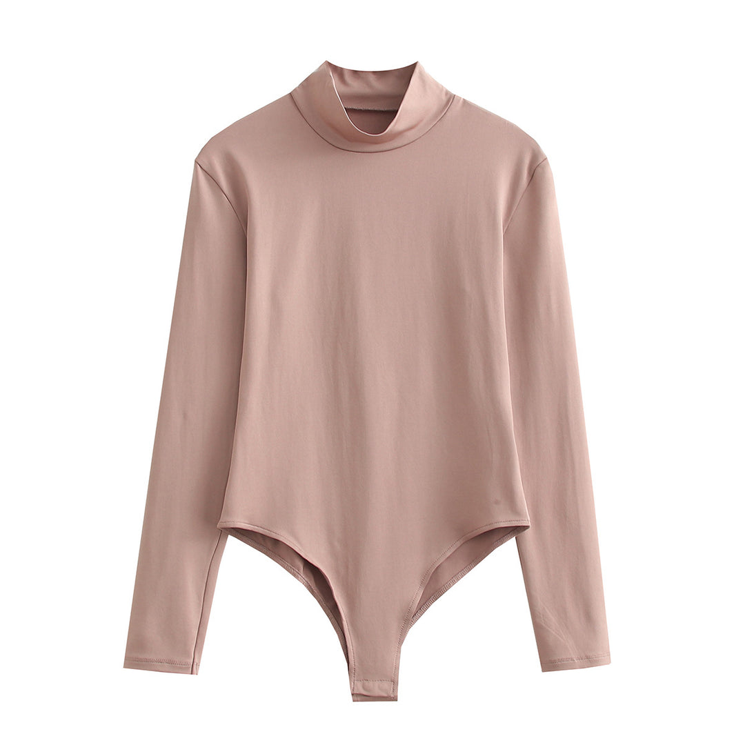 Women's Long Sleeve Bodysuit with Stand-up Collar made of Stretchable Stretch Fabric Mune Fashion