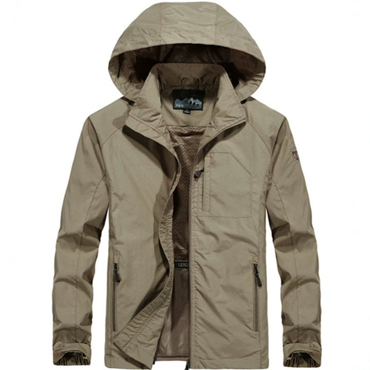 Men's Lightweight All-Weather Field Jacket with Hood, Mesh Lining, and Zippered Pockets Mune Fashion