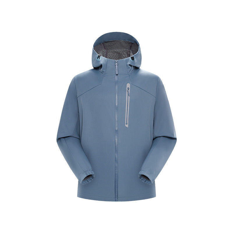 Men's Waterproof Softshell Outdoor Jacket with Adjustable Hood, Welded Zippers and Reflective Chest Pocket Drune