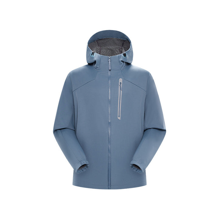Men's Waterproof Softshell Outdoor Jacket with Adjustable Hood, Welded Zippers and Reflective Chest Pocket Drune