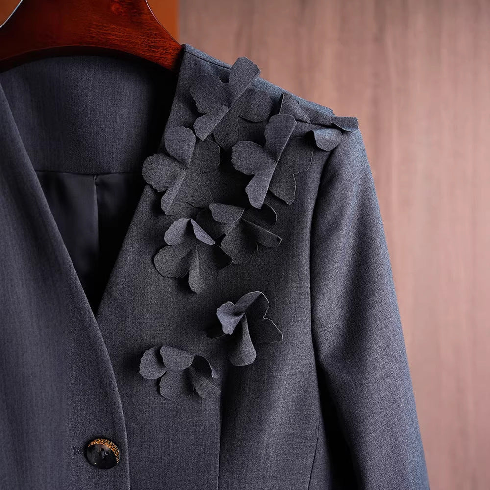 Women’s Fashion Blazer with 3D Flower Details Mune Fashion