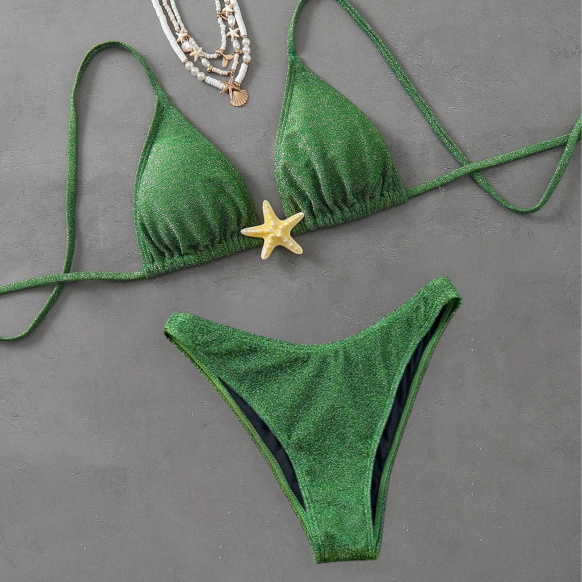 Women Triangle Bikini with fashionable glitter effect Mune Fashion