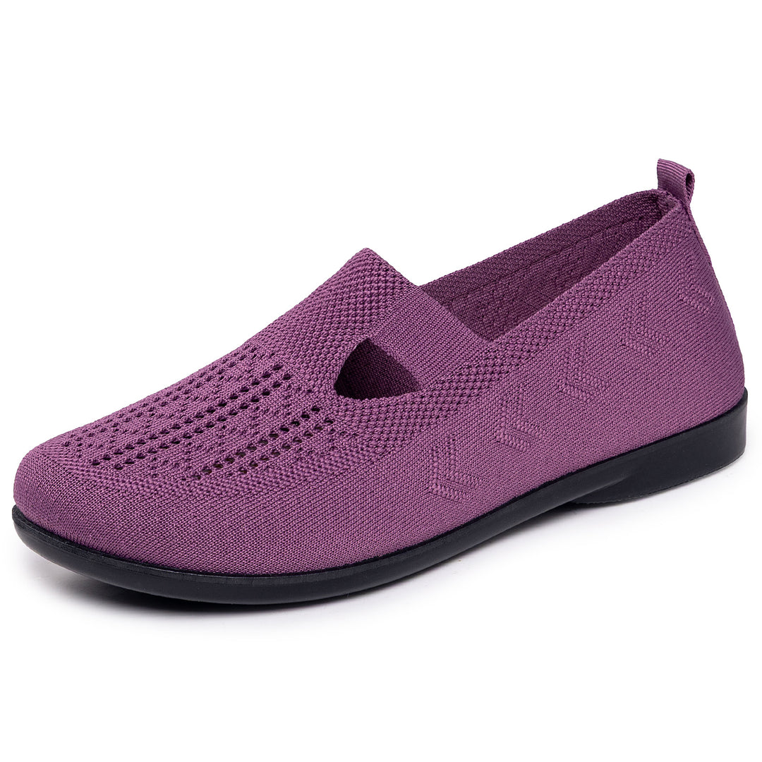 Ladies nan lightly knitted comfort moccasin with elastic central strap and shock-absorbing wedge sole Mune Fashion