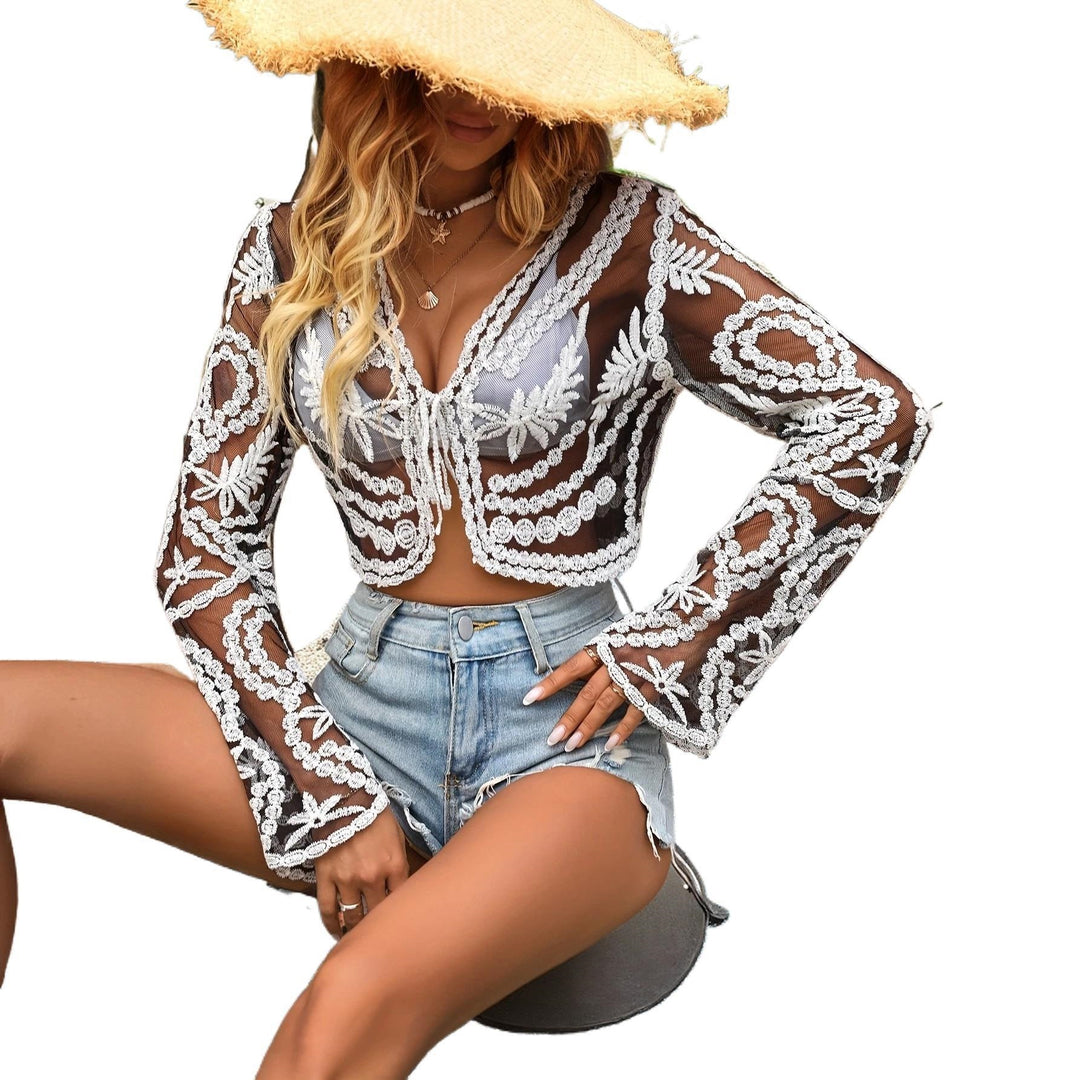 Women Transparent Crochet Top Mune Fashion