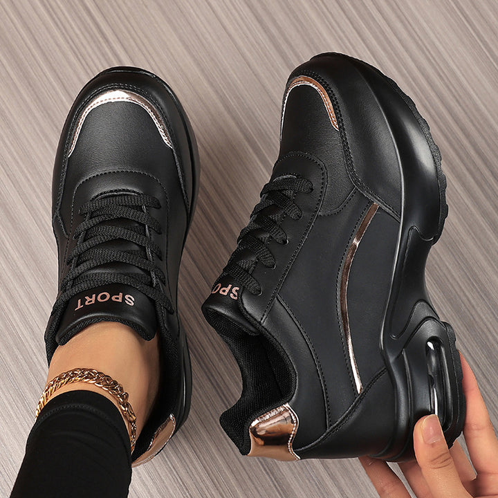 Women Chunky Sneakers with Air Cushion Sole and Metallic Details Mune Fashion