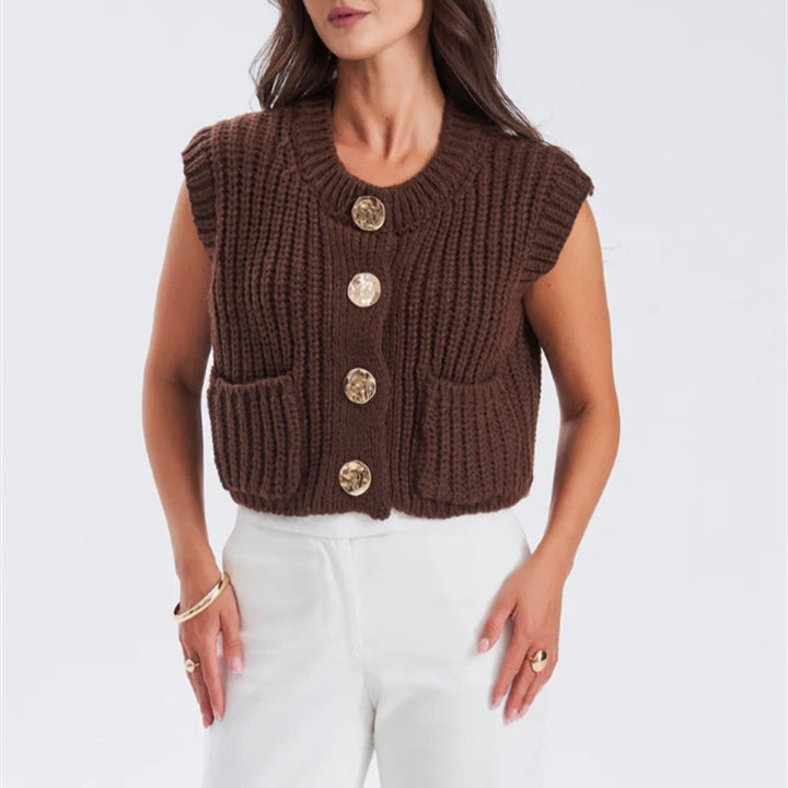Women Chunky Knit Oversized Cardigan with Decorative Buttons Mune Fashion