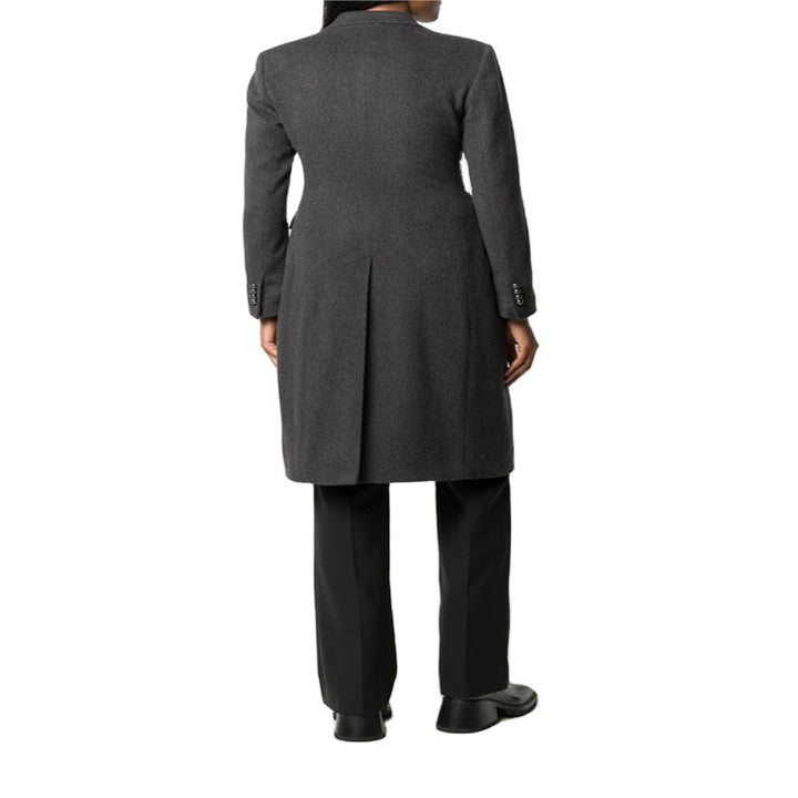 Women Slim Tailored Long Coat with Shawl Collar, fitted seam guidance and concealed button placket Mune Fashion