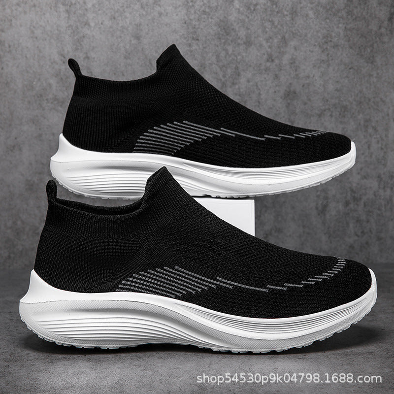 Unisex nan elastic slip-on leisure shoe with sock-like entry, contoured wave cushioning sole and non-slip profile sole Mune Fashion