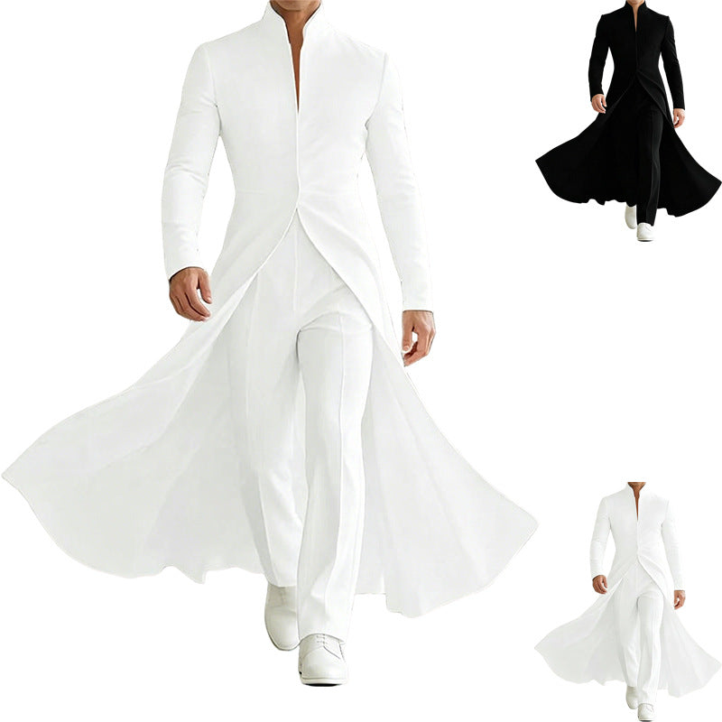 Women Open Flowing Maxi Coat with Lapel Collar Mune Fashion