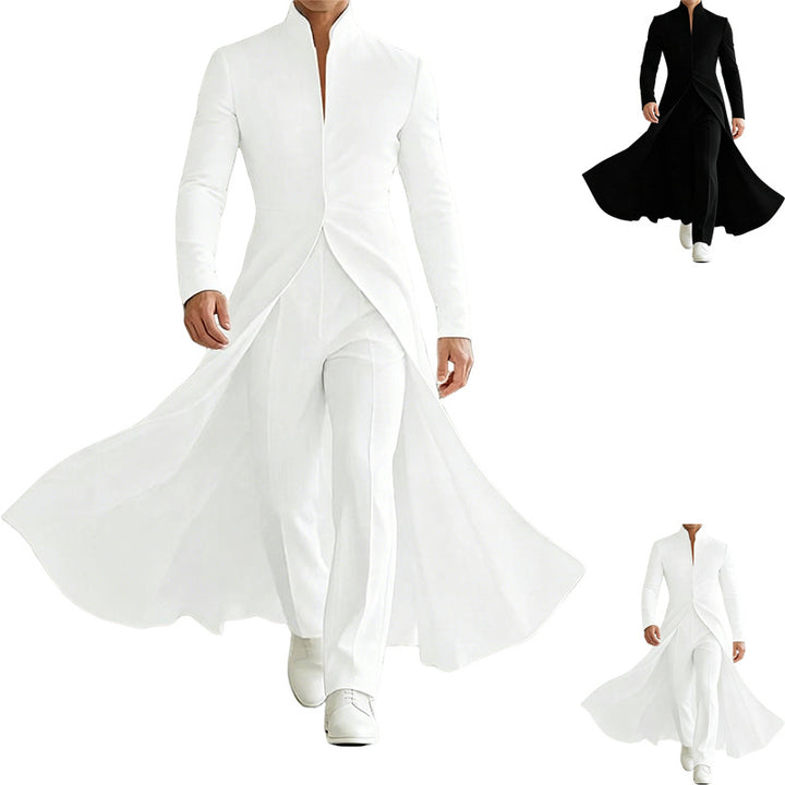 Women Open Flowing Maxi Coat with Lapel Collar Mune Fashion