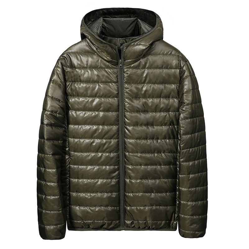 Men's ultralight quilted hoodie with horizontal chamber cut quilting and full zip Mune Fashion