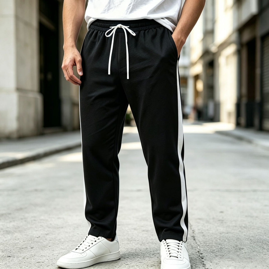Men's jogging pants with side contrast stripe, elastic waistband and drawstring Mune Fashion