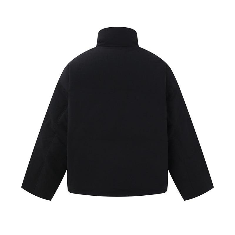 Men's short-cut quilted winter bomber jacket with stand-up collar and contrast-trimmed pockets Mune Fashion