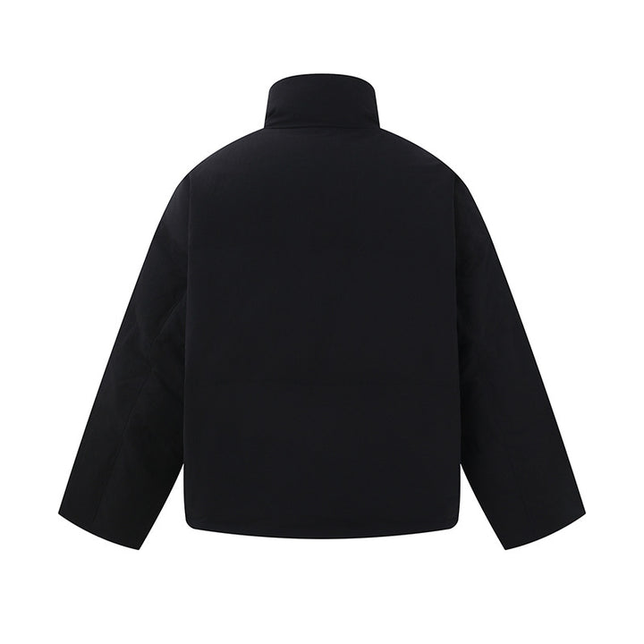 Men's short-cut quilted winter bomber jacket with stand-up collar and contrast-trimmed pockets Mune Fashion