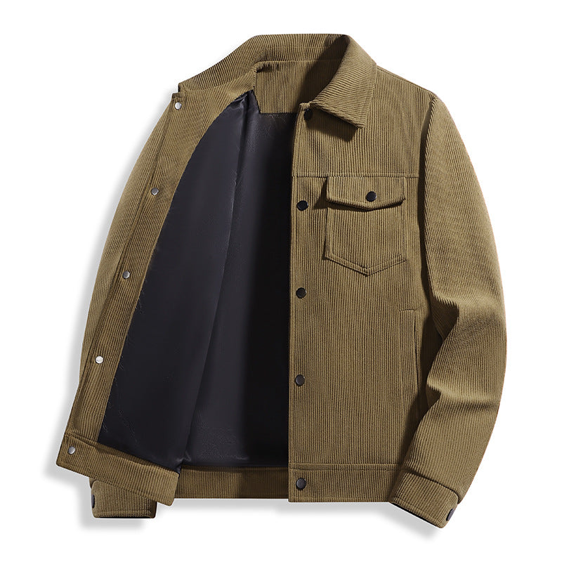 Men's Corduroy Trucker Jacket with Thermal Lining & Snap Button Front Mune Fashion