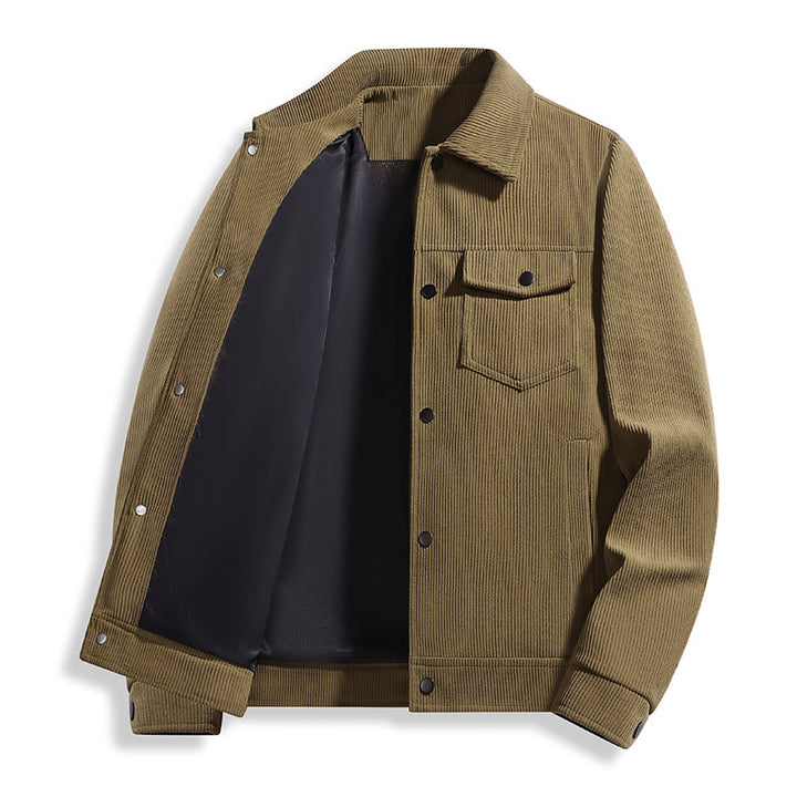 Men's Corduroy Trucker Jacket with Thermal Lining & Snap Button Front Mune Fashion