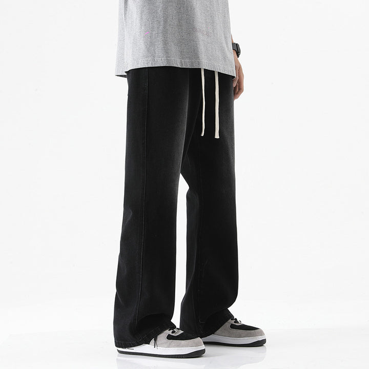 Men's Floor-Length Stonewashed Baggy Jeans with Extra Wide Leg and Low Crotch Mune Fashion