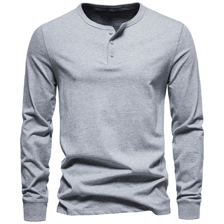 Men's long-sleeved Henley shirt made of cotton blend with triple button placket and narrow silhouette Mune Fashion