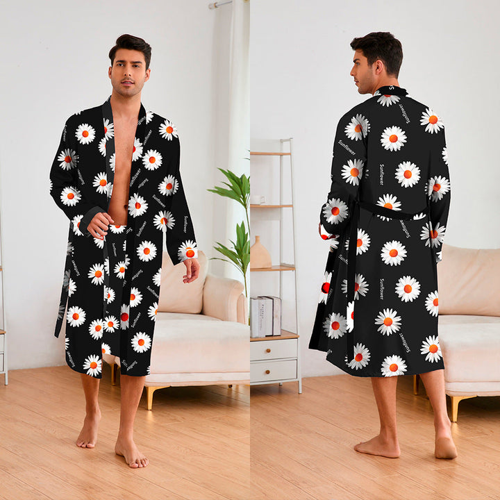 Men's Kimono with Modern Pattern and Belt Mune