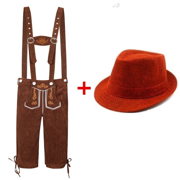 Men's traditional lederhosen with adjustable straps and traditional hat Mune Fashion