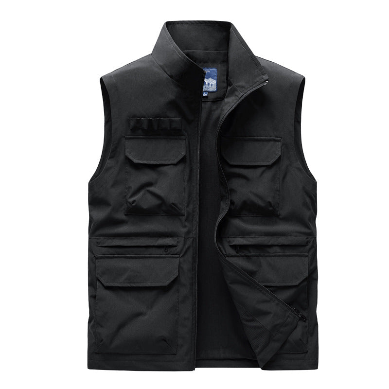 Men's Multifunctional Work Vest with Multiple Flap Pockets and Zipper Mune Fashion