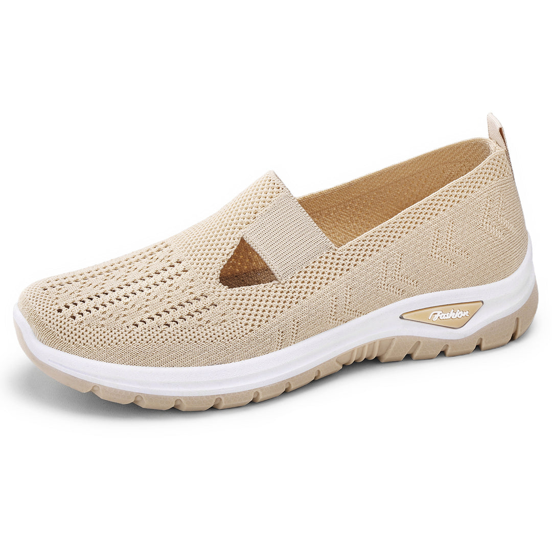 Ladies knitted slip-on sneakers with breathable upper material and shock-absorbing profile sole Mune Fashion