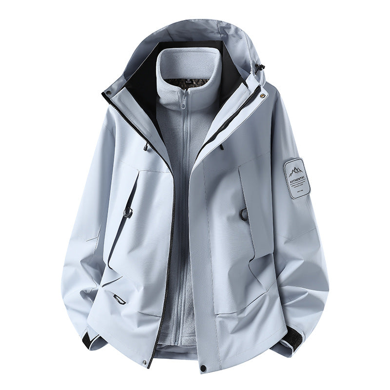 Unisex waterproof two-layer softshell rain jacket with removable fleece lining and hood Mune Fashion