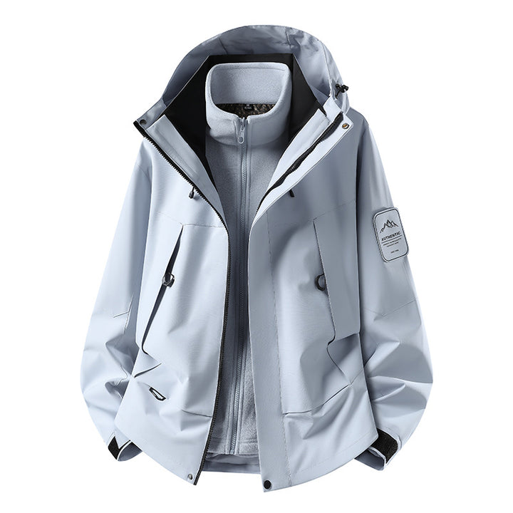 Unisex waterproof two-layer softshell rain jacket with removable fleece lining and hood Mune Fashion