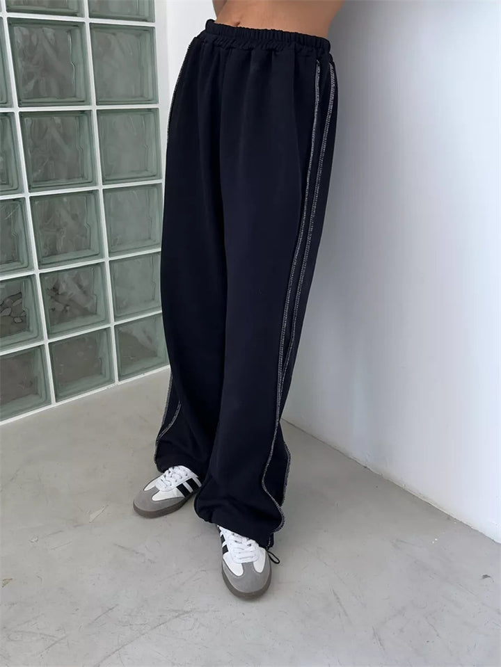 Women's wide lounge jogging pants with elastic comfort waistband and side pockets Mune Fashion