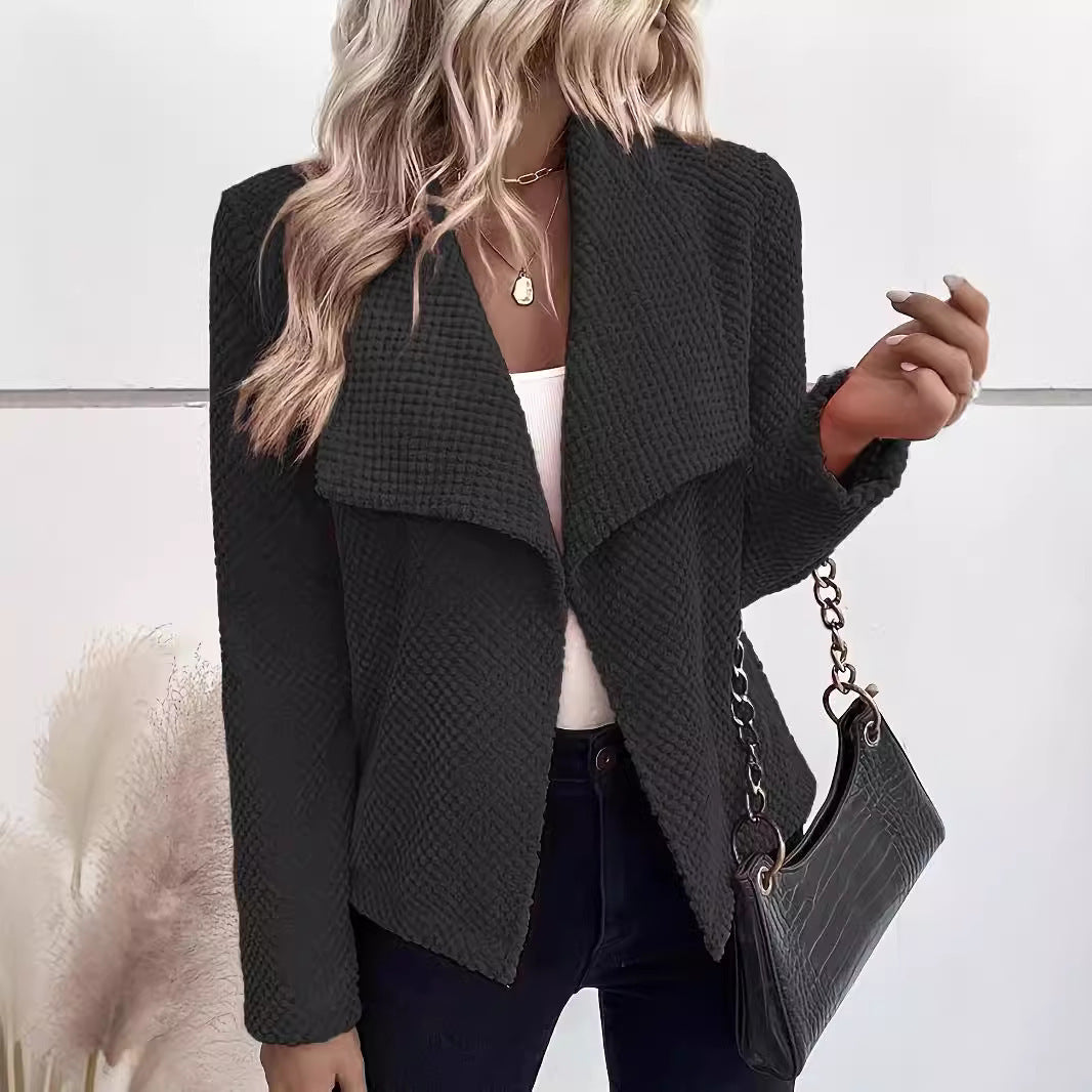 Women Waterfall Cardigan made of Waffle Fleece with Open Front Mune Fashion